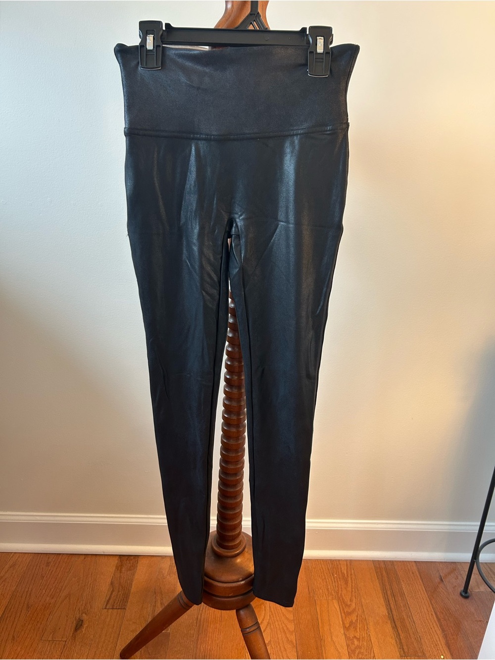 SPANX Black Faux Leather High-Waist Leggings Size S Like new!